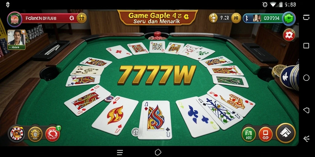 Gameplay seru Gaple di 7777W dengan teman-teman.
