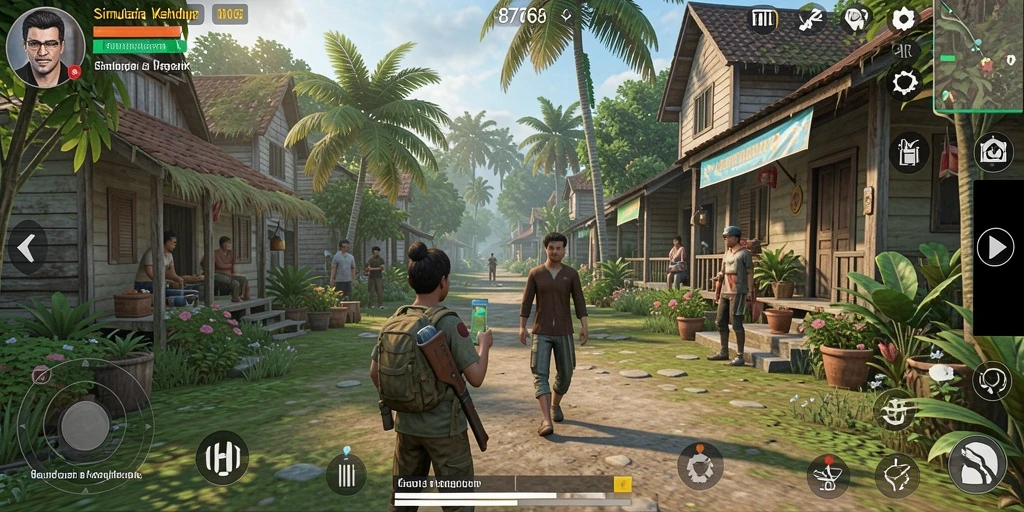 Screenshot gameplay <strong>8768</strong> yang menunjukkan grafik dan aktivitas simulasi.