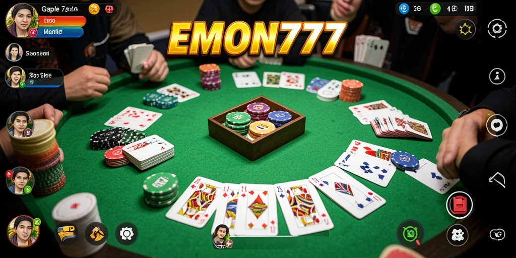 Tampilan gameplay seru dan interaktif di EMON777 sebagai Gaple.
