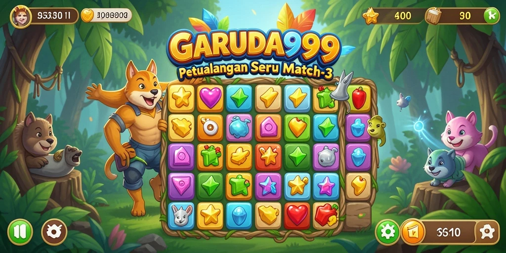 Tampilkan momen seru dari gameplay Match-3 di GARUDA999.
