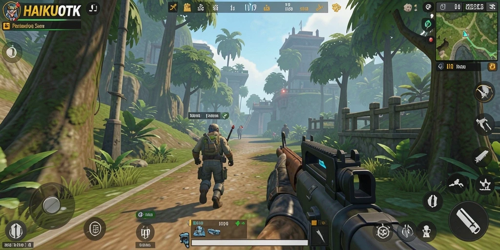 Tampilan gameplay HAIKUOTK yang menegangkan dan grafis yang memukau.