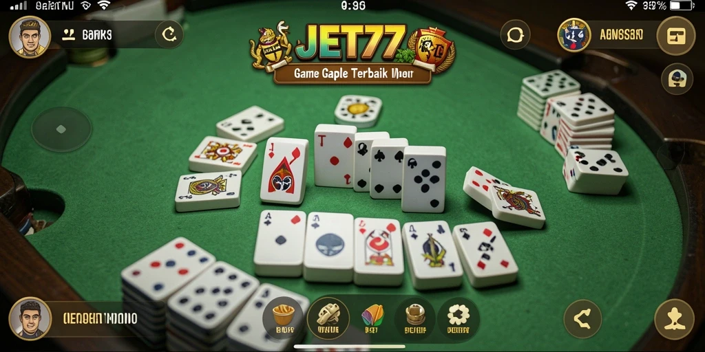 Tampilan gameplay JET77 yang seru dalam permainan Gaple.