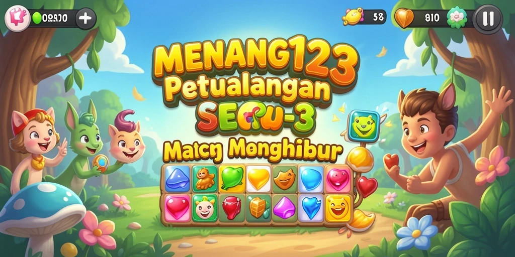 Tampilan seru permainan Match-3 di MENANG123 dengan grafis colorful.