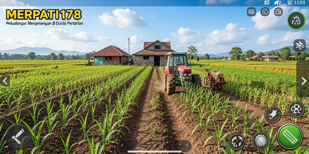 Tangkapan layar gameplay MERPATI178 menunjukkan suasana kebun yang rimbun dan interaktif.