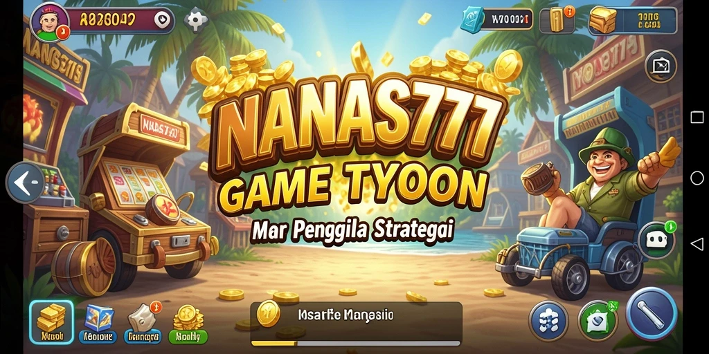 Tampilan menarik gameplay NANAS777 dengan elemen Tycoon yang seru.