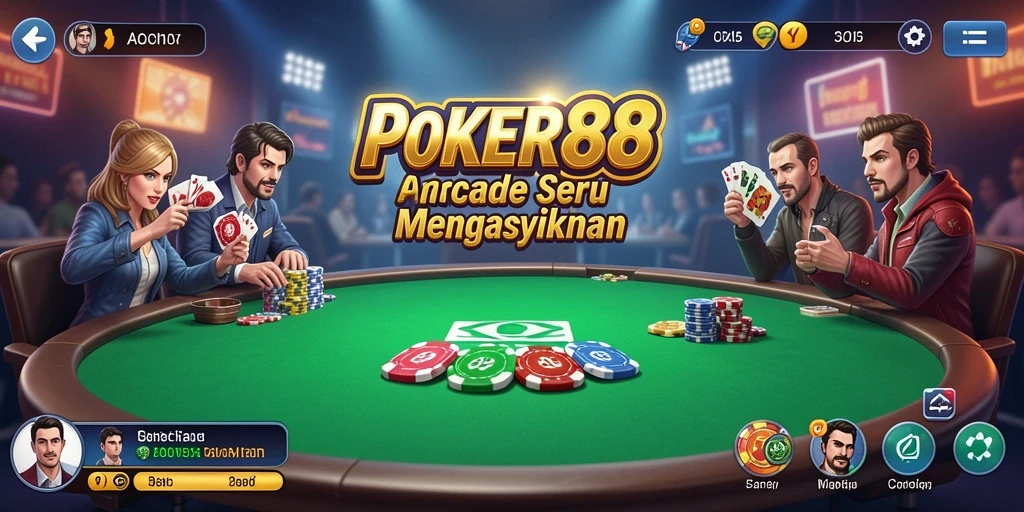 Tangkapan layar yang menampilkan aksi seru dalam POKER88.