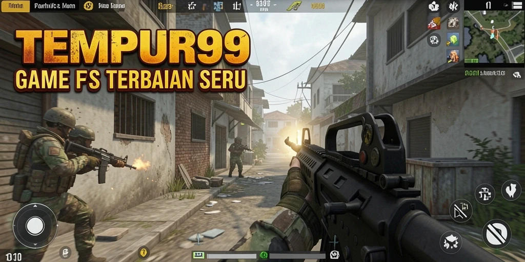 Screenshot gameplay TEMPUR99 menampilkan pertempuran menegangkan di medan perang.
