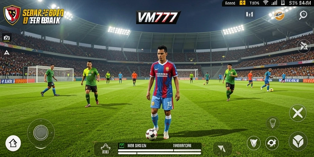 Tampilan gameplay VM777 yang menegangkan dalam pertandingan sepak bola.